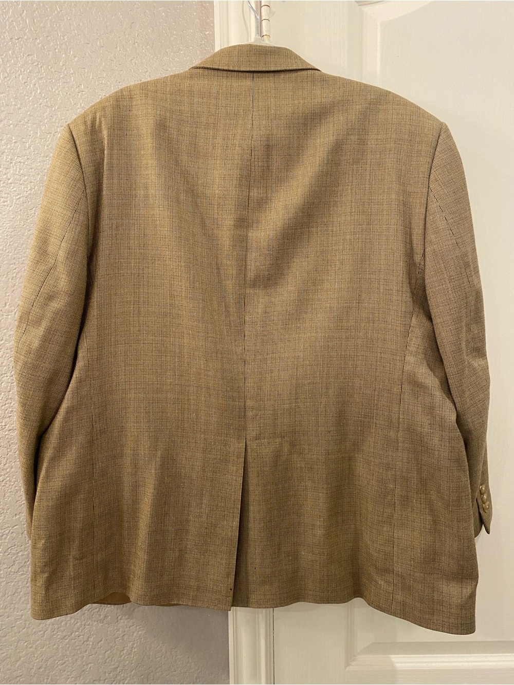 Ralph Lauren Men's Tan Sport Coat Blazer Size 46S Wool Blend Classic Houndstooth - Picture 3 of 11